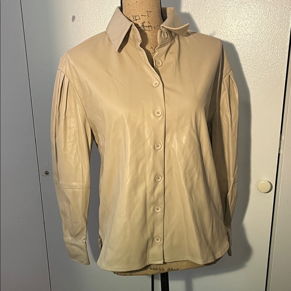 Chic Beige Button-Down Women's Shirt
